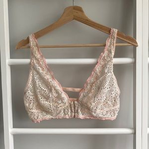 Cream and pink lacy Victoria’s Secret bra